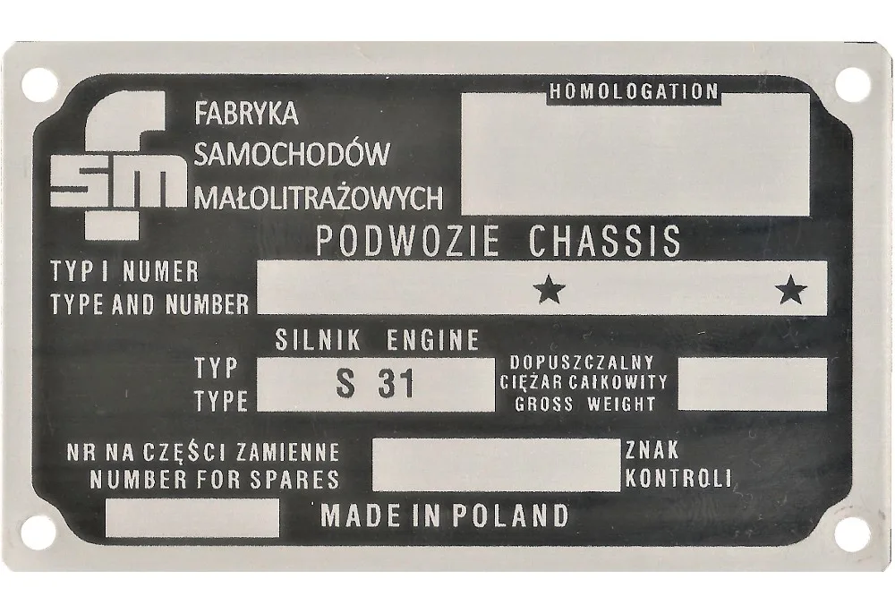 TABLICZKA ZNAMIONOWA FSM 105, R-20 SYRENA